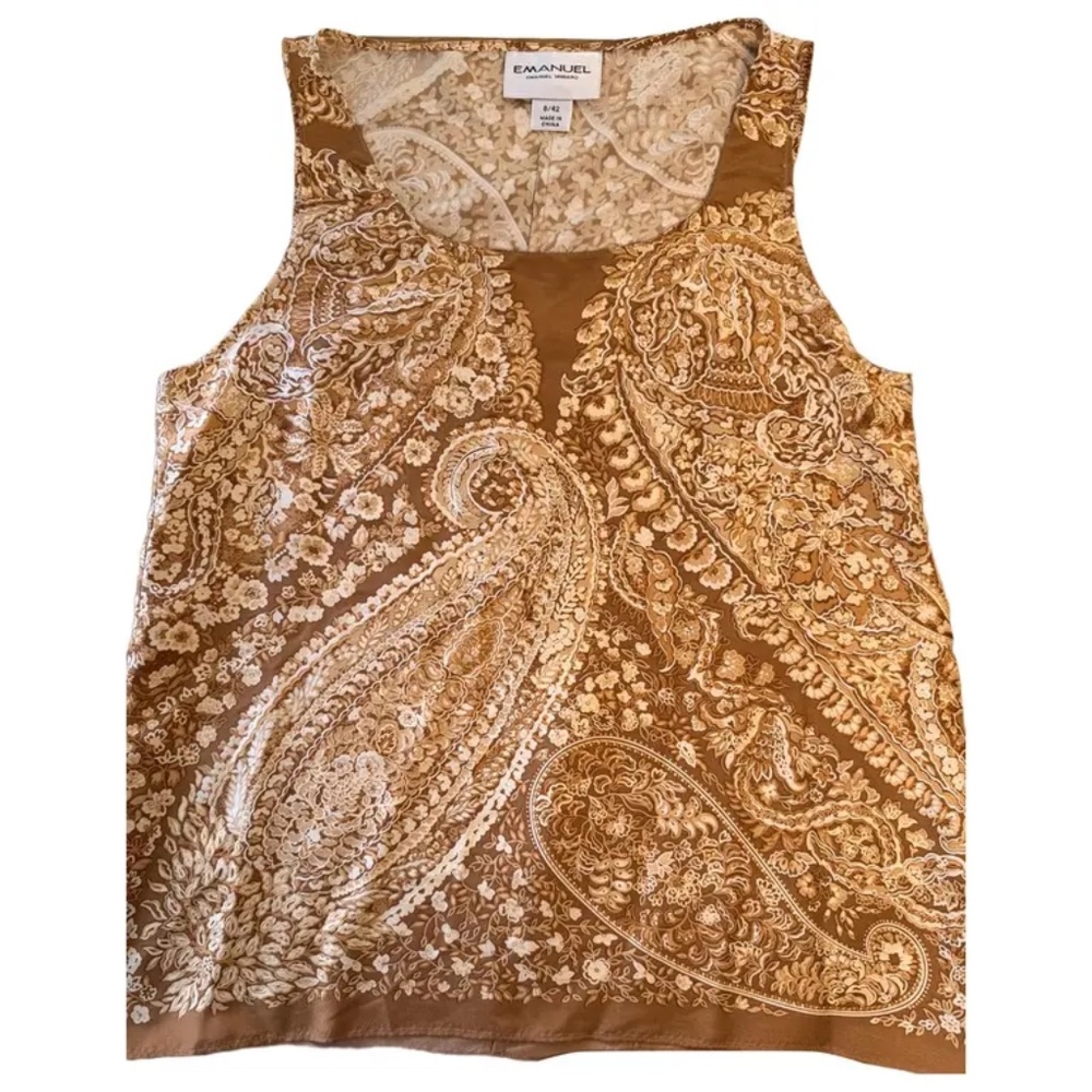 Luxe VTG Emanuel UNGARO Silk Top, Buttery Yellow & Gold, Chic, Classic, Size 4